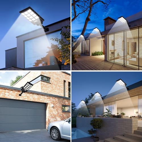 Solar Lights Outdoor for Outside, IP66 Waterproof Solar Street Lights Outdoor with Motion Sensor & Dusk to Dawn, 6500K Security Flood Light for Yard Garden with Remote Control - 6PACK — view 6