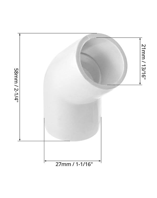 QWORK 1/2" 45 Degree Elbow PVC Fitting 2-Way, 20 Pack White, Furniture Grade Connector with Tapered Sockets for PVC Pipe, DIY Shelves Desks Chairs Garden & Structure Builds by QWORK - Used condition - Image 9