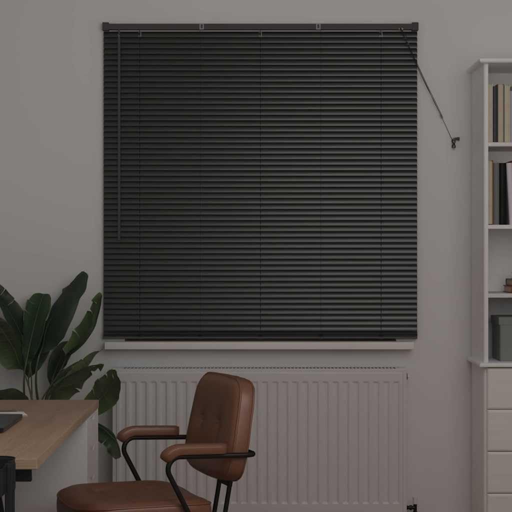 Moderne Fensterjalousie, Schwarz, Aluminium Matt, 135x175 cm, Manuell, Langlebig, für Wohnzimmer Schlafzimmer, verstellbare Lichtkontrolle