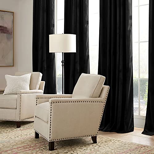 Image of RYB HOME Black Velvet Curtains 108 inch, Blackout Window Curtains with Pleat Tape on Top for Bedroom Thermal Insulated Privacy Ceiling Drapes for Living Room, W52 x L108 inch, 2 Panels | Blackout, Thermal Insulated, With Multiple Hanging Options, Loft Apartment Living Room Window, W52 x L108, Grey, 2 Panels