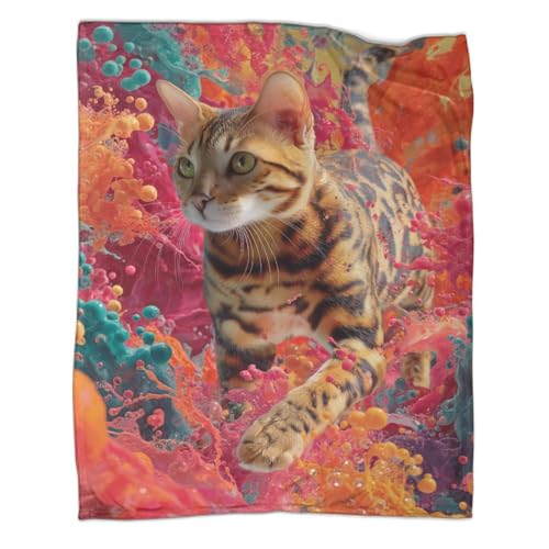 Couverture microfibre chat mignon 3D idée cadeau plaid polaire douceur