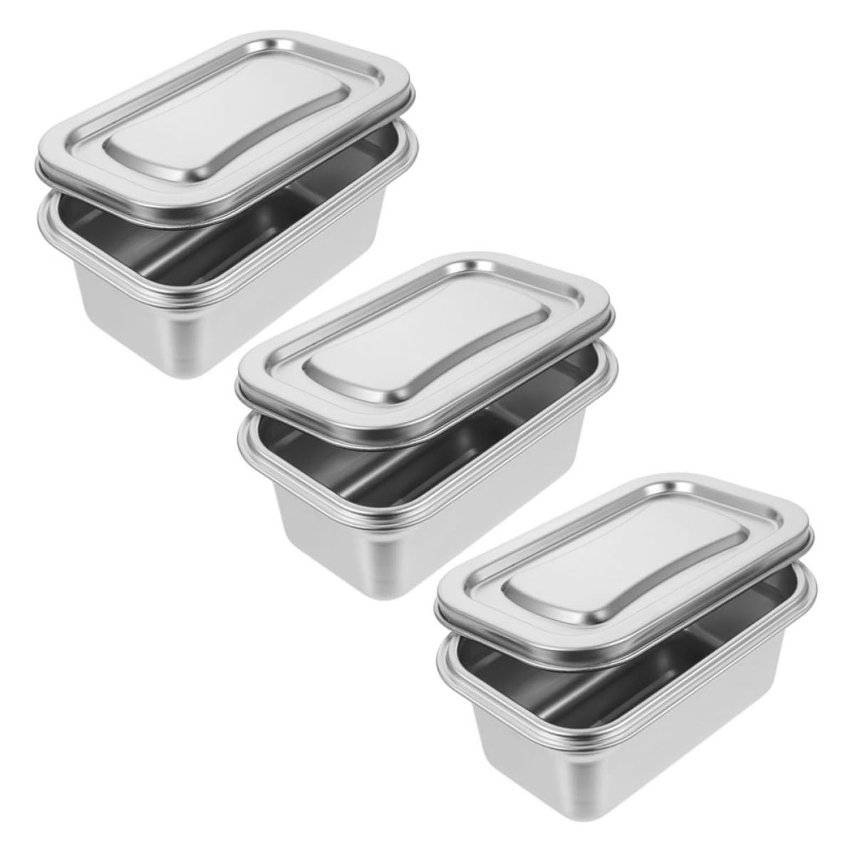 PATKAW 3 Stück Gefrierbox aus Edelstahl mit Deckel, Silber