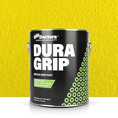 Dura Grip Anti-Slip Paint (Gallon, Safety Yellow) for Concrete, Wood, Tile and Metal – Non-Skid Coating for Floor, Decking and Ramps – Non-Slip Epoxy Paint