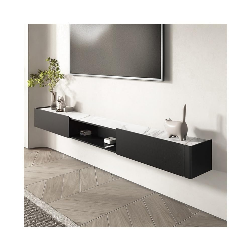 unità tv armhouse Mobile TV sospeso con 2 cassetti, mobile montato a parete(Nero,240x30x23cm)