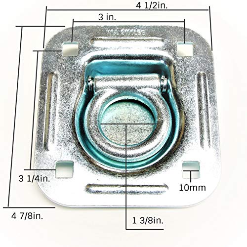 Pack Of 8 - Recessed Tie Down Anchor With 3Mm Thick Backer Plate And Carriage Bolts Included (6,000 Lb. Capacity) #TOP1