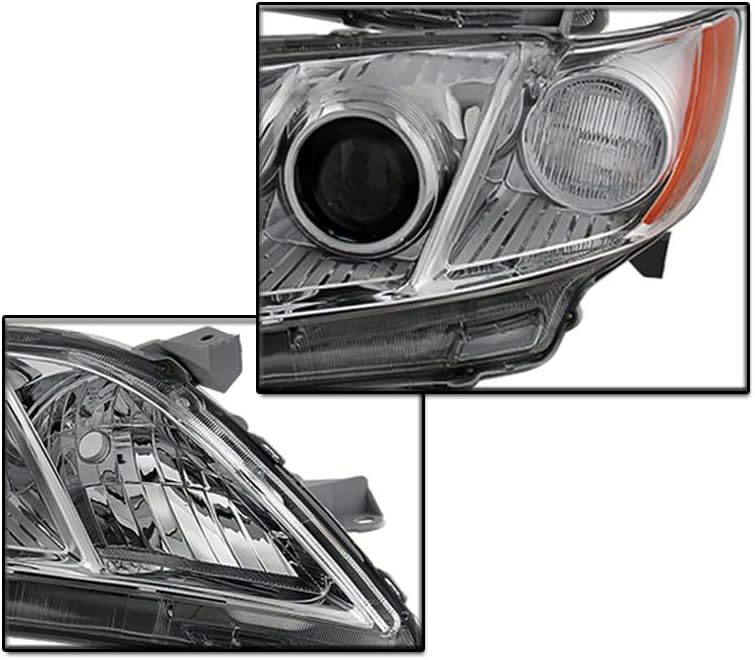 Projector Chrome Headlights Headlamps Compatible with 2007-2009 Toyota Camry