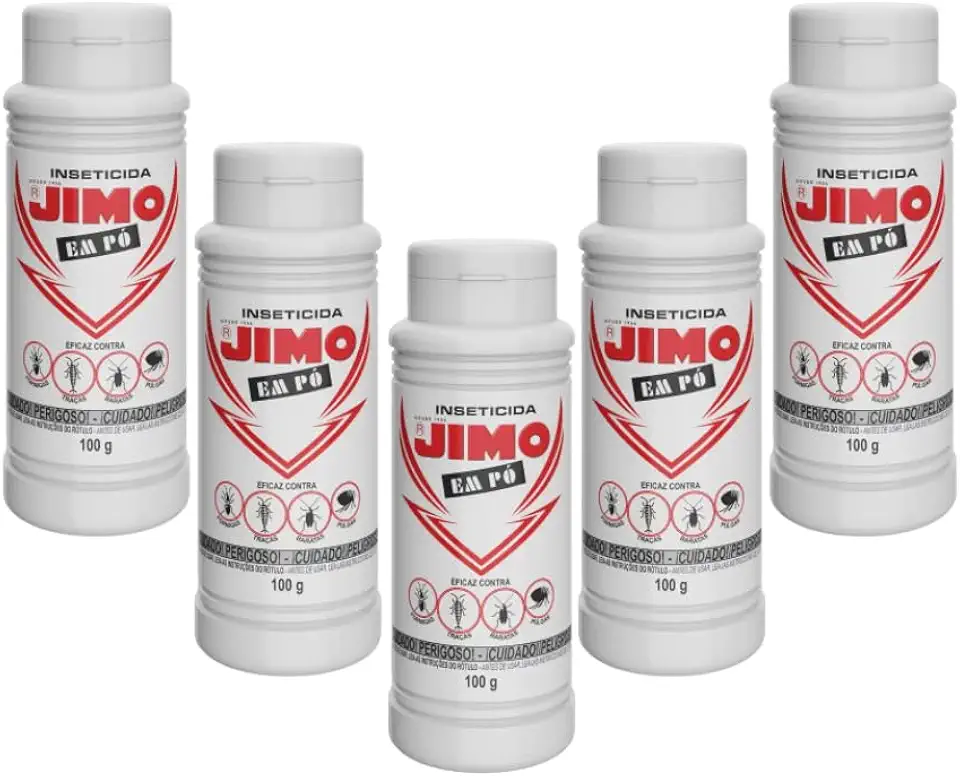 Kit com 5 Inseticida Jimo em Pó Elimina Formigas Traças Baratas Pulgas Formigas De Longa Duração