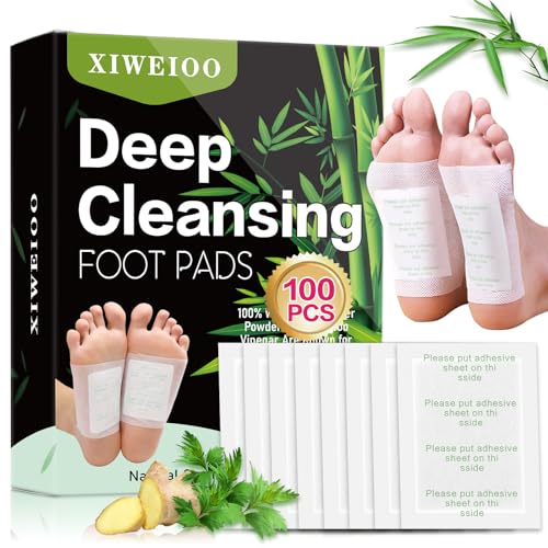100 Pack Foot Pads, Ginger Oil Bamboo Charcoal, Foot Care Patch Message Deep Cleansing for Stress Relief, Better Rest, Feet Health Patches, Relaxing Muscles