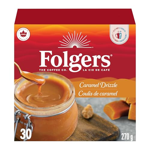 Image of Folgers Caramel Drizzle Flavoured Coffee, Single-Serve K-Cup Pods For Keurig Coffee Makers, 30 Count