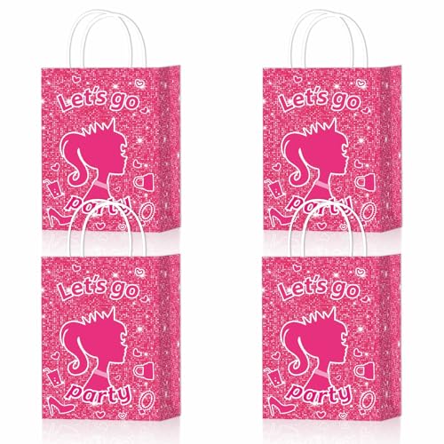 Zliisang 16pcs Pink Princess Party Favor Bags Princess Goodie Gift Bags for Kids Birthday Party Decorations Gift Supplies