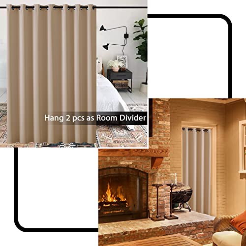 Sliding Closet Door Curtains 80 Inch Length,Single Curtain Panel,Waterproof Insulating Thermal Blackout Curtains For Bedroom Window Bathroom Doorway Front Interior Door 42X80 Long,Oak Neutral Beige #TOP5