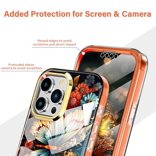 Hocase for iPhone 15 Pro Case, (with Built-in Screen Protector) Shockproof Slim Soft TPU+Hard Plastic Full Body Protective Case for iPhone 15 Pro (6.1") 2023 - Orange Butterfly by Hocase - Used condition - Image 5
