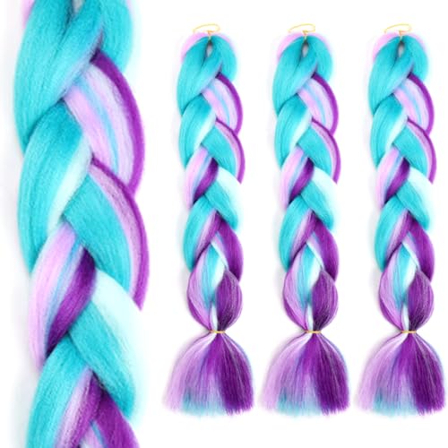 Jiefeng Jumbo Box Braiding Hair Extensions 24 Inch 3 Packs Multiple Colors