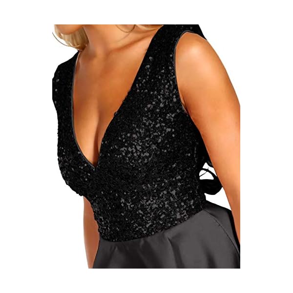 Lrady-Womens-Sequin-Glitter-V-Neck-Skater-Mini-Club-Cocktail-Party-Swing-Dress Lrady Women's Sequin Glitter V Neck Skater Mini Club Cocktail Party Swing Dress, Black, Medium