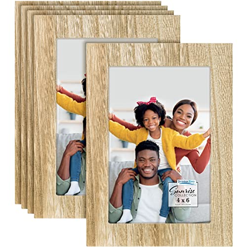 Icona Bay 4X6 Picture Frames (Ash Brown, 5 Pack) Solid One-Piece Wood Composite, Modern Farmhouse Set, Sunrise Collection #TOP17