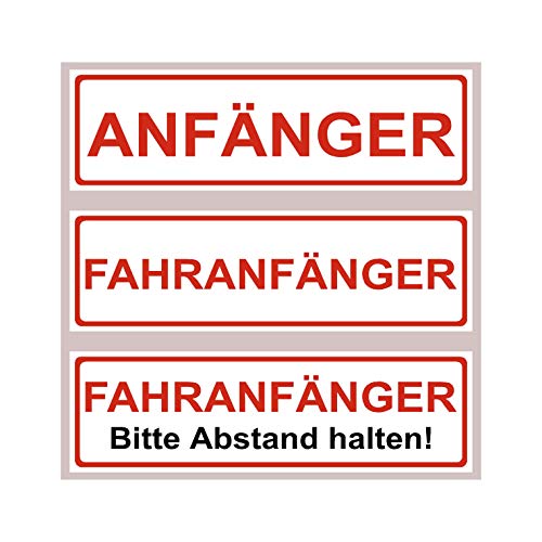Magnetschild für Fahranfänger | Anfänger | Fahranfänger | Wieder ablösbar | 20x6cm | Kratz- und Wischfest | UV-Beständig (Fahranfänger - Bitte Abstand halten!)