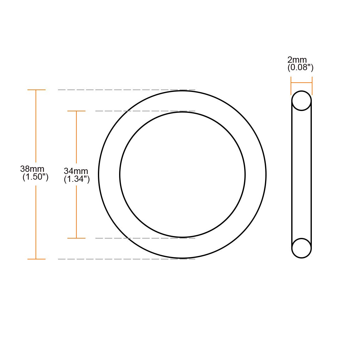 Sourcing Map 20x NBR O-Ringe – 38 Mm AD, 34 Mm ID, 2 Mm Breite, 70 Shore, Für Dichtungen
