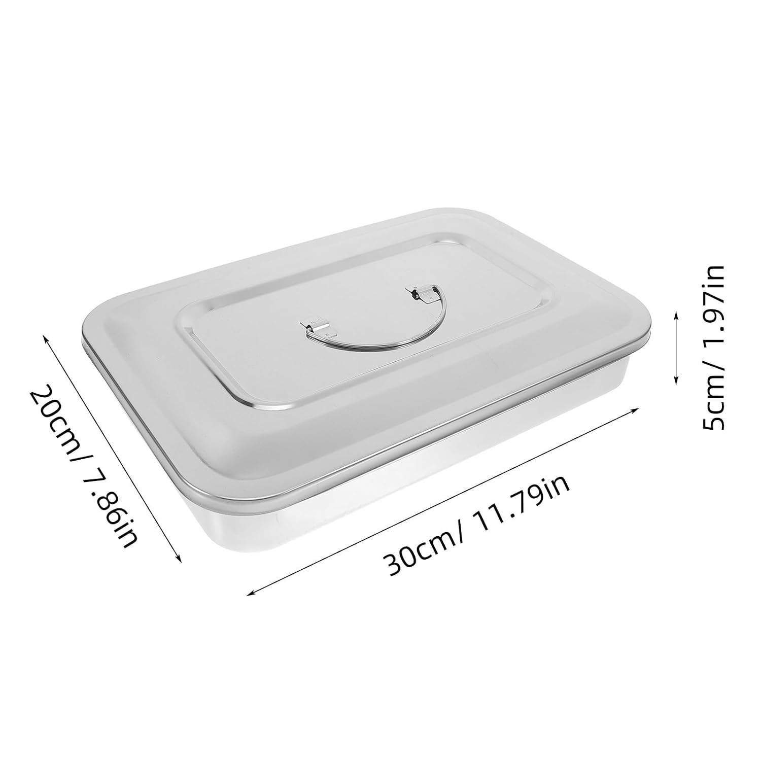 ARTIBETTER Stainless Steel Disinfection Box with Lid and Handle Rectangular Portable Storage Case for Clinics and Hospitals 11.8 X 7.9 X 2 in