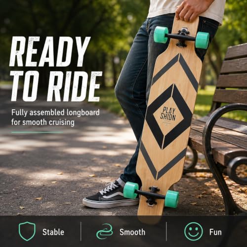 Image of Playshion 39 Inch Drop Through Longboard Skateboard for Beginners
