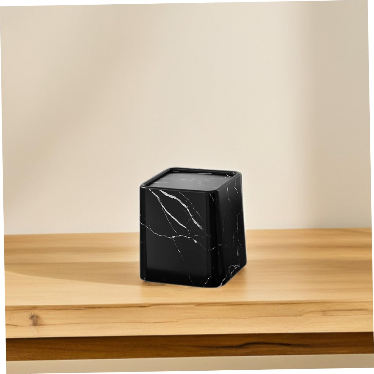 LABRIMP 2pcs Marble Pattern Trash Can with Swing Lid Stylish Desk Wastebasket for Kitchen Bathroom Bedroom and Office Material Easy to with Trash Bags