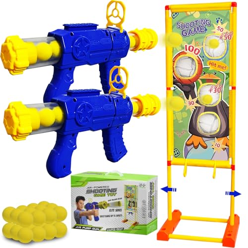 EXTFANS Juego de Tiro al Blanco, Juguetes de Tiro para Niños con 2 Pistolas de Juguetes 24 Bolas de Espuma, Juego de jardín al Aire Libre para 6+ Niños Niñas (2 Gun New)