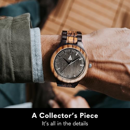 Treehut Wooden Watches for Men, Great Japanese Quartz Analog, Stylish Exotic Watch with Adjustable Stainless Steel Clasp, Buckle, Made from Ebony and Walnut Wood, Relojes Hombre Mujeres2