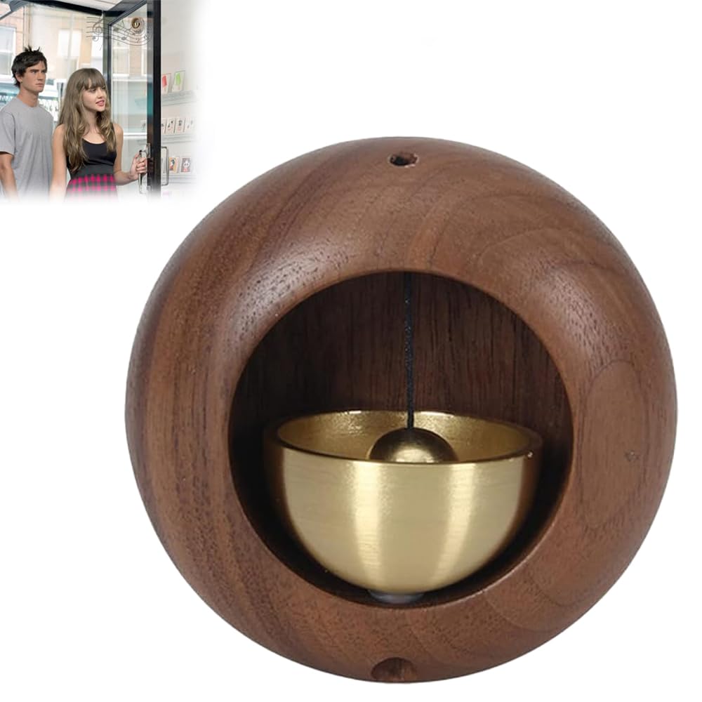 TAUDI Antique Japanese Style Small Round Brass Wooden Doorbell - Wireless Entry Alert Door Bell for Shopkeepers, Office Home Entrance Decor & Dopamine Release, Hanging Chime Front Door Bells (B0DG98FR65) Amazon Price History, Amazon Price Tracker