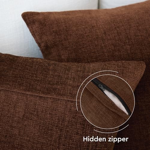 Image of Encasa XO Thick Chenille Throw Pillow Covers Set of 1 | Chocolate - (20 inchx20 inch) (50x50 cm) | Decorative Accent Square Throw Pillow Cases for Couch, Home Decor, Sofa