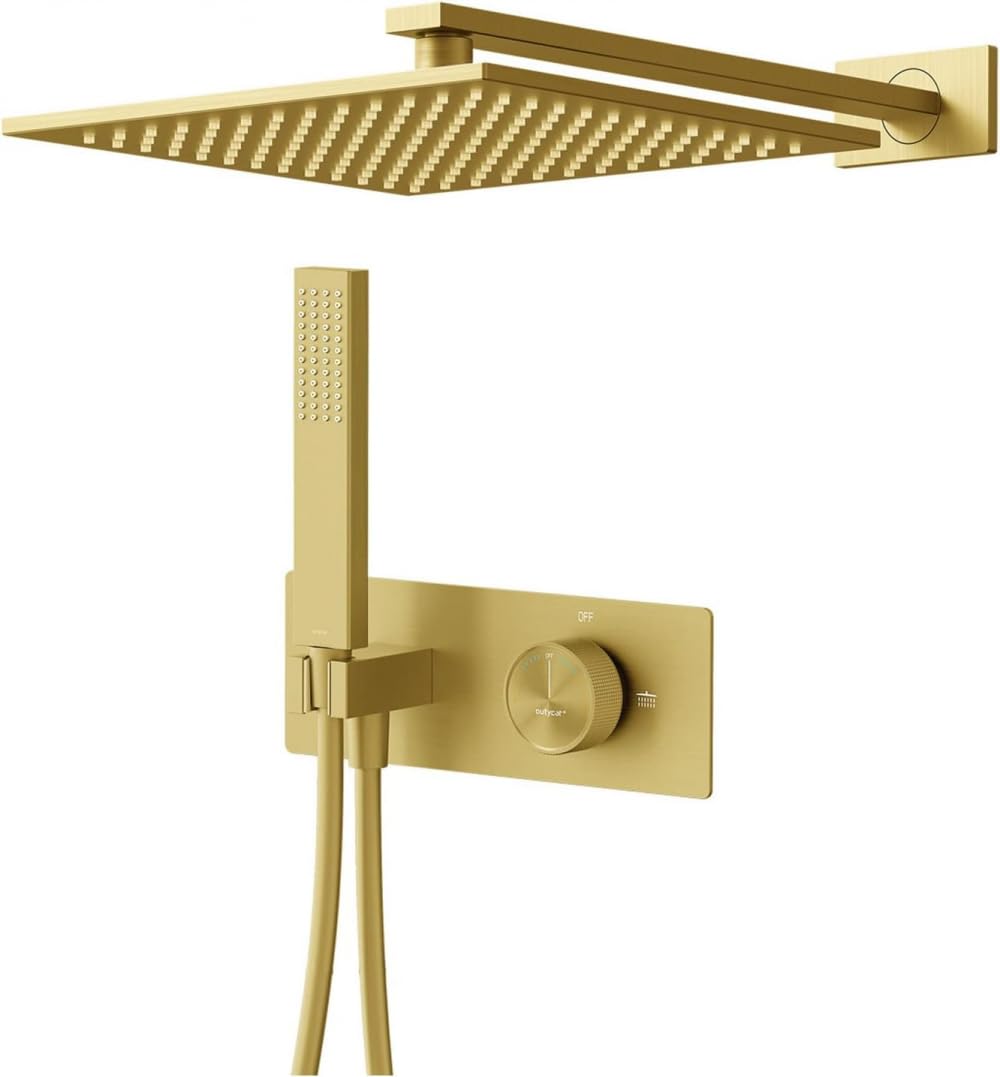 ZQFHSX Ornaments Rainfall Shower System, Bathroom Luxury Rain Mixer Faucet Set, Wall Mounted Head System with Hand LWX