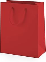 Thepaperbagstore 10 × Red Small Matt Laminated Gift Bags 15 x 19 x 8 cm – 210 gsm Boutique Paper Bags with Rope Handles & Reinforced Base – Ideal for Gifts, Weddings, Retail & Corporate Use