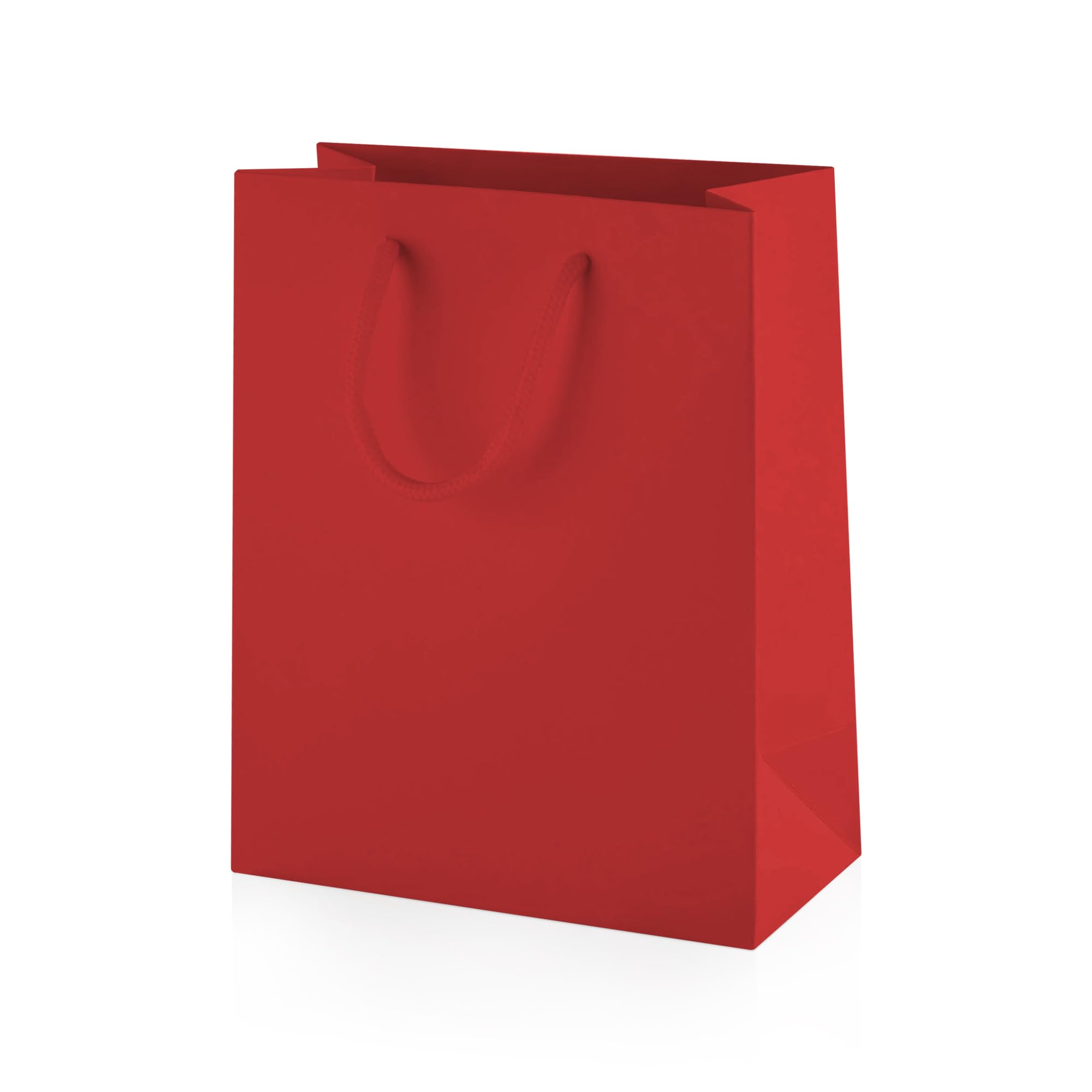 Thepaperbagstore 100 × Red Small Matt Laminated Gift Bags 15 x 19 x 8 cm – 210 gsm Boutique Paper Bags with Rope Handles & Reinforced Base – Ideal for Gifts, Weddings, Retail & Corporate Use — image 1