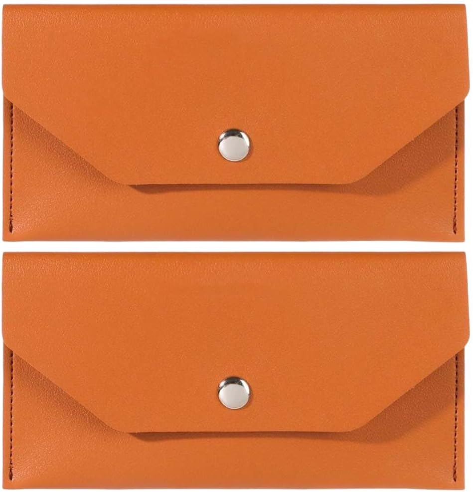 2PCS PU Leather Cash Stuffing Wallets Reusable Money Budget Binder Envelops Brown Small Cash Banknotes Divider Bag Pouch Holders Retro Clutch Organizer for Men Women Business Travel