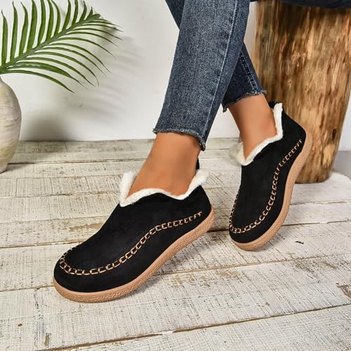 Kubbon Womens Bootie Slippers Suede Leather Ankle Slipper Comfort Platform Non-Slip Boots Faux Fur Lined Hands-Free Slipper Indoor Outdoor House Slippers4