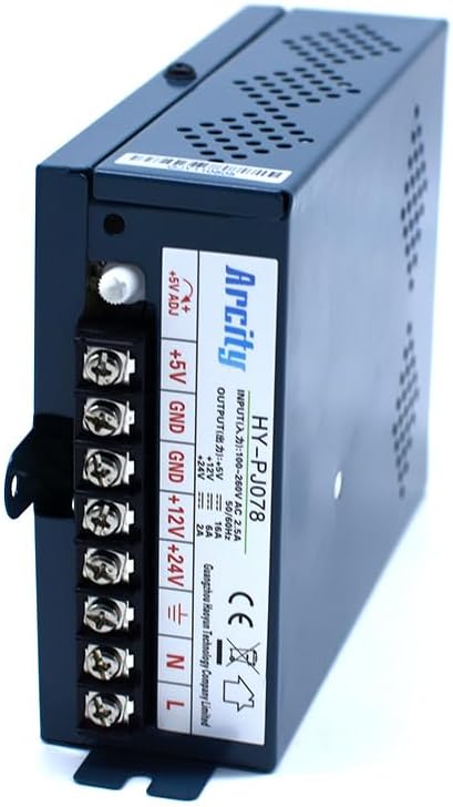 Arcity 5V 12V 24V Output Switching Power Supply Unit Adjustable for Video Multi Games Machine Console Cocktail CCTV Computer DIY Vertical New(5V/16A 12V/6A 24V/2A)