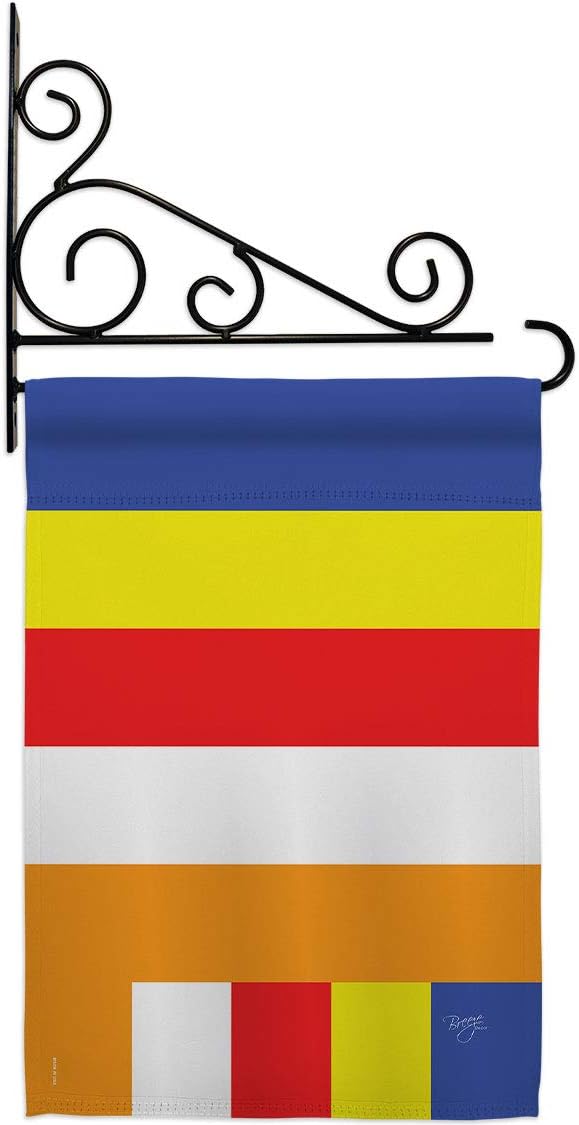Buddhist Garden Flag Set Wall Holder Religious Faith Hope Grace Peace Dove Christian Religion Easter Small Decorative Gift Yard House Banner Made In USA 13 X 18.5