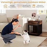 COSTWAY Meble klatka dla psów, domek dla psa do domu ze stacją ładującą, drzwiami, szufladą i metalowymi rurami, buda dla psa, stolik pomocniczy, stolik nocny, dla małych i średnich psów, kolor