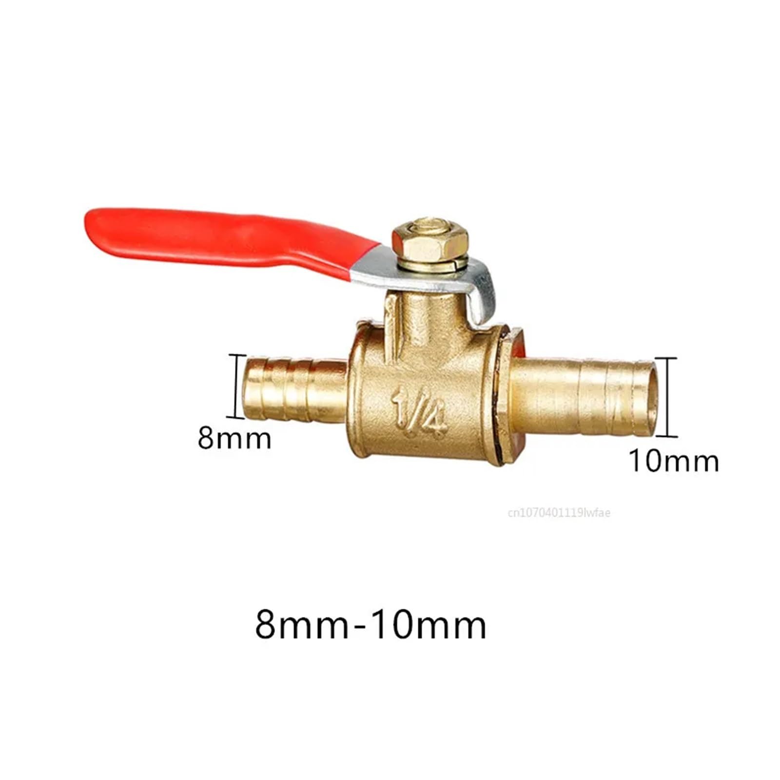 Llave De Paso Agua Conector neumático de 6 mm a 19 mm, mango, reductor de manguera, espiga, latón en línea, válvula de bola de cierre for línea de agua(16mm Barb)