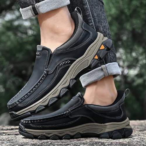 Ideacloth Shoes for Men, 2025 New Men's Orthopedic Hands-Free Genuine Leather Slip on Loafers, Orthopedic Hiking Shoes4