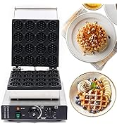 16 Grids Commercial Electric Waffle Maker 1750W,Non-stick Waffle Machine 50300℃ Temp,Stainless St...