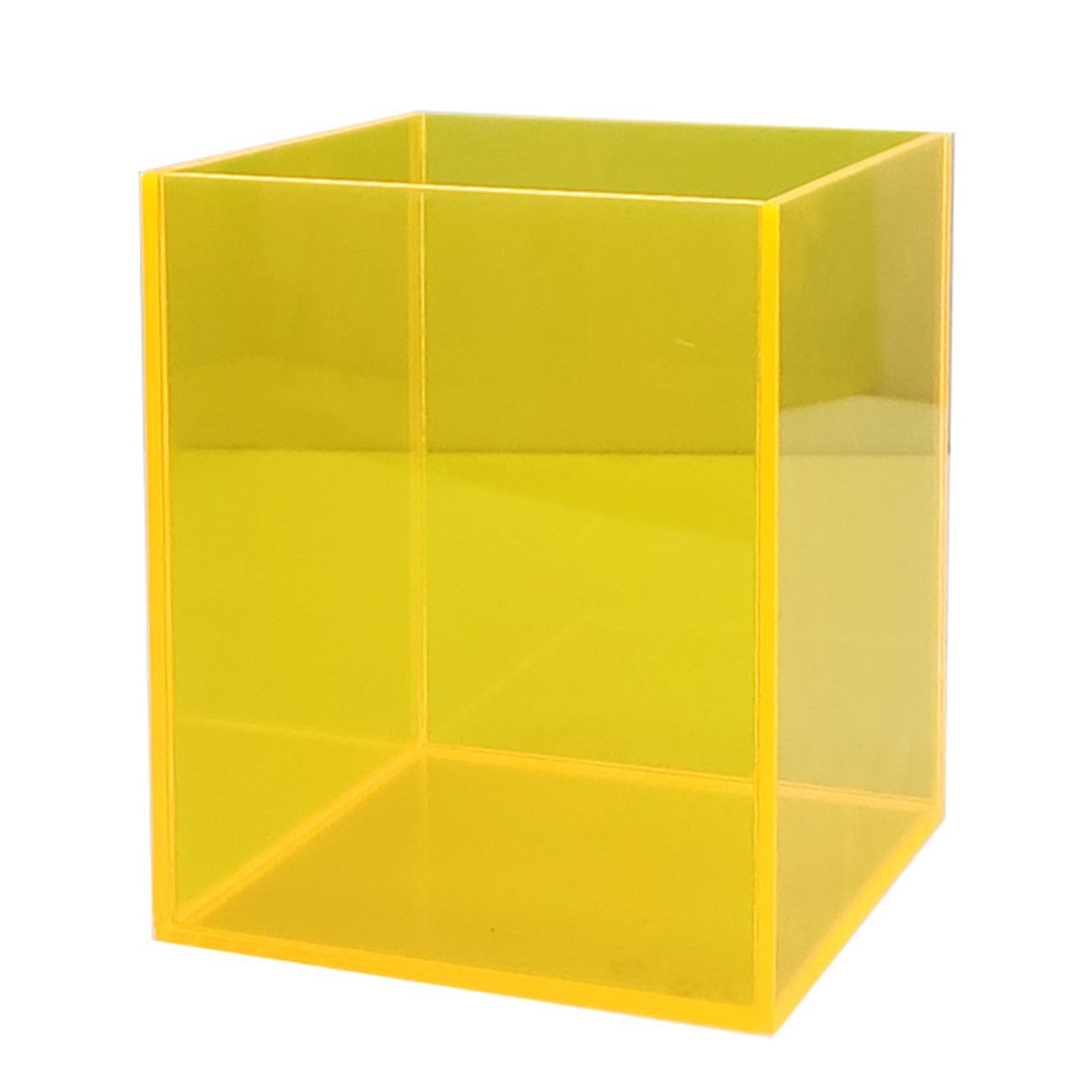 CXGBQSJ Colored Acrylic Display Box Modern Showcase Storage For Retail Product Presentation and Countertop Organisation 15*15*20cm,Yellow,Five sided