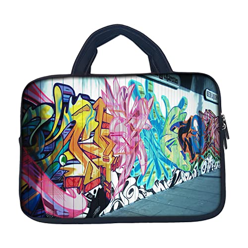 Image of TheSkinMantra Chain Laptop Sleeve Bag Compatible with Laptop /Macbooks /Chrombook /Notebook /Zbook (14.1 Inch (Handle), Street Painting)