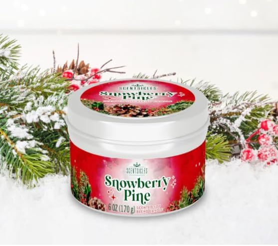 Scentsicles、スノーベリーパイン、6オンスソイブレンドキャンドル