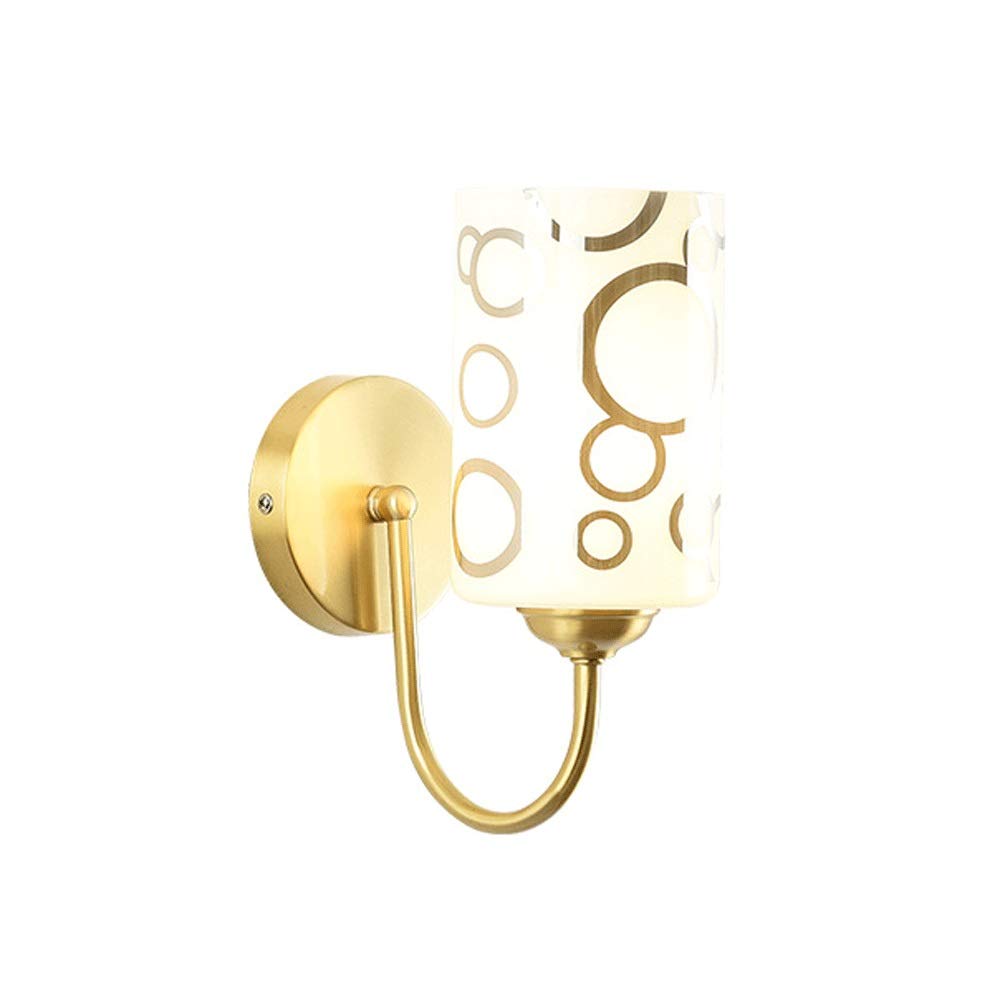 HXYSXHJUO Brass Wall Sconce Nordic Light Glass Lampshade Bedside Reading Lamp Copper Flush Mount Sconces Indoor Lighting Fixtures For Bedroom Stu(Small)