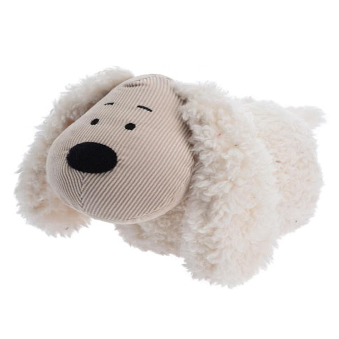 Muddy Hands Tan And Black Fabric Animal Door Stop Stopper Home Office Stuffed Filled Heavy Novelty Decoration Doorstop (Fleece Dog)