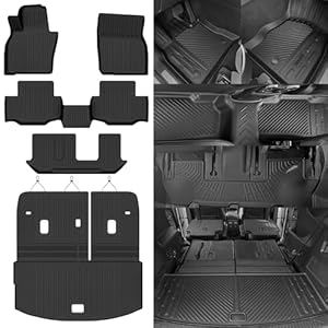 Alfombrillas para todo tipo de clima para Mazda CX90 2024 2025 de 8 plazas con 2ª fila de asiento de banco con respaldo de tercera fila para Mazda CX-90, accesorios para todas las estaciones