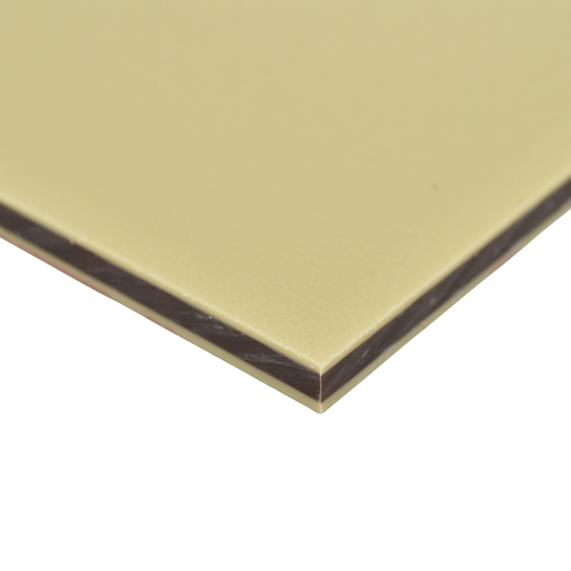 King ColorCore Plastic Sheet 1/4" x 24" x 24" Tan-Brown-Tan Color Core, HDPE Board, High Density Polyethylene Panel