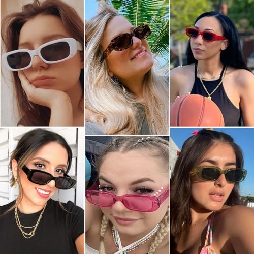 Party Sunglasses Bulk Retro Small Rectangle Shades Set Women Vintage Square Sun Glasses 12Pack2