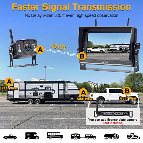 AMTIFO RV Backup Camera Wireless HD 1080P 8 Inch Touch Key Monitor