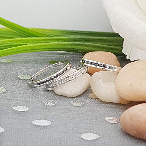 Dazzlingrock Collection 0.50 Carat (ctw) Round Black and White Diamond Ladies 3 pcs Wedding Band 1/2 CT, Sterling Silver3