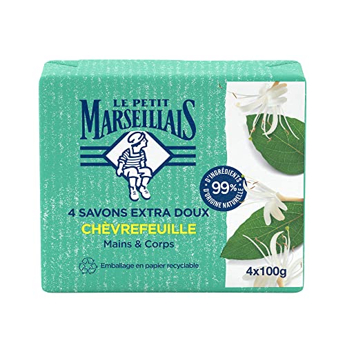 Le Petit Marseillais Jabón Kraft de madreselva, 4 x 100 g